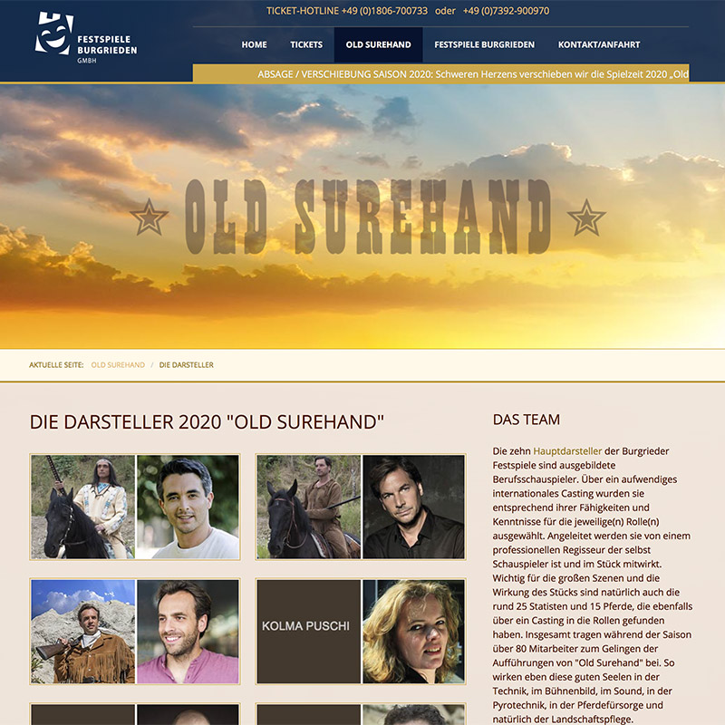 Webdesign, Projekt "Festspiele Burgrieden" webdesign festspiele burgrieden